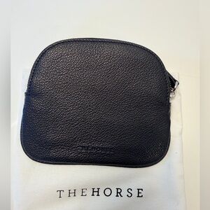 The Horse Small Black Leather Zip Pouch